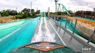 Worlds First Launched Log Flume Coaster  Catapult Falls Ride at SeaWorld San Antonio 2024 [upl. by Anayrb495]