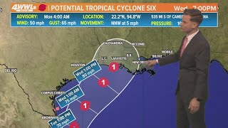 Monday 5am Tropical Update Hurricane expected to make landfall in Louisiana by Wednesday [upl. by Haeel883]