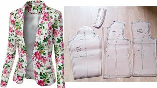 How to draft Womens Jacket Blazer  NotchedCollar Jacket  Pattern drafting [upl. by Bloomer]