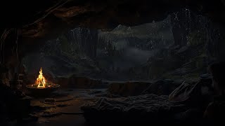 Drift into Deep Sleep in a Cozy Cave 😴 Gentle Rain amp Warm Campfire Sounds for Ultimate Relaxation 🌧️ [upl. by Beverle]