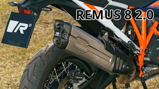 KTM Super Adventure 1290 REMUS 8 Exhaust vs Original sound [upl. by Raeann703]