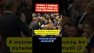 Tuskowa sekta takiego pytania się nie spodziwała 🤣 polityka polskapolityka humor viralshorts [upl. by Silverts]