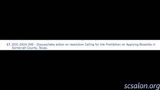 Prohibition on applying biosolids in Somervell CountySomervell County Commissioners Court Sep 2024 [upl. by Mcclary]