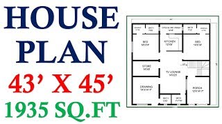 43 X 45 HOUSE PLAN 1935 SQFT  215 SQYDS [upl. by Lubow]