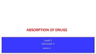 Lecture1  Absorption of drugs By Dr Elsayed Abdelhadi 2023  2024 [upl. by Ahseid53]