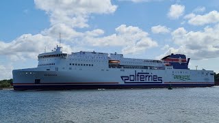 Varsovia  Polferries newest ship sails from Świnoujście  29072024 [upl. by Ruskin]