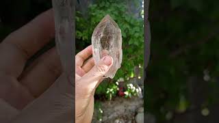 Siderite outside on clear quartz crystalrutilequartz quartz trendingshorts subscribe [upl. by Gnagflow]