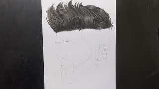 How to draw hair  Realistic male hair and beard sketching charcoal pencil portrait drawing [upl. by Ugo]