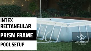 Intex Prism Frame pool rectangular setup and installation instructions [upl. by Airottiv]