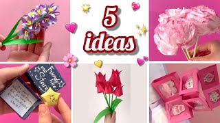 5 Ideas  DIY BIRTHDAY GIFT IDEAS  Cute gifts  DIY 3D birthday card 🎁  DIY paper flowers 💐 [upl. by Anileve]