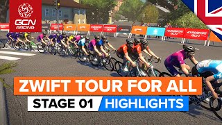 Zwift Tour For All Stage 1 Highlights  Elite Mens amp Womens Races Innsbruck [upl. by Wilson]