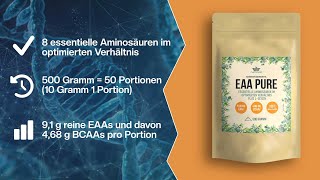 Essentielle Aminosäuren Pulver EAAs ohne unnötige Zusätze oder Aromen einfach pur  naturaliede [upl. by Leonerd]