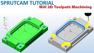 SprutCAM Tutorial 200  Milling 3D Mold Plate Toolpath Machining [upl. by Nnylyam]