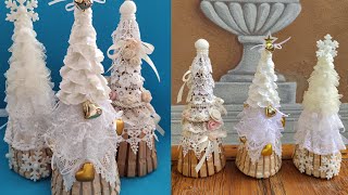 TUTORIAL ALBERI di NATALE shabby chic con RICICLO mollette da bucato [upl. by Adis]