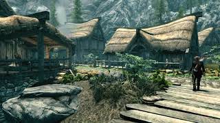 Skyrim  Riverwood DayNight Ambiance storm blacksmith talking [upl. by Nnov]