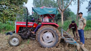 Massey241 tractor solo and funny video with cultivator perfomance Tractor chalana sikhe watch time [upl. by Kataway]