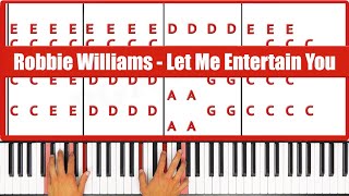 Let Me Entertain You Robbie Williams Piano Tutorial Easy Chords [upl. by Lindon]