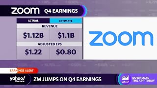 Zoom stock rises on Q4 earnings beat [upl. by Constantina43]