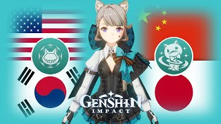 Lynette Voice in 4 Different Languages Skills amp Attack  Genshin Impact Lynette [upl. by Rakel]