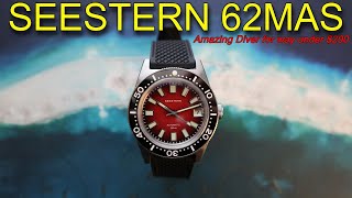 SEESTERN 38mm Automatic 62mas Homage Red Fume Colored Vintage Skin Diver Watch 179 [upl. by Ailen]