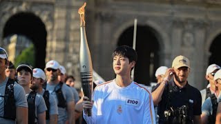 BTS Jin Surrounded by French Police in Paris KNetz Reacts To The Olympic Torch Incident [upl. by Ybanrab683]