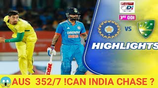 Ind Vs Aus 3rd ODI Highlights 2023 🔥Can india chase 🔥indvsaus cricket cwc [upl. by Sukey]