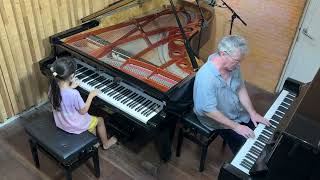 Daddy Daughter Piano Duet quotEnd of Summerquot [upl. by Ahsiat]