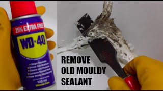 How to remove mouldy bathroom  shower sealant with WD40  like a BOSS [upl. by Ecnadnak976]