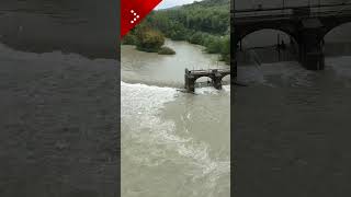 Maltempo in FriuliVenezia Giulia il drone sorvola la piena del fiume Isonzo [upl. by Cosetta]