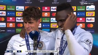 Kepa and Mendy do joint interview after inspired substitution leads Chelsea to Super Cup glory [upl. by Dreddy206]