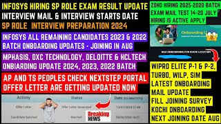 TCS OFFER LETTER GENERATED  INFOSYS SP EXAM RESULT amp INTERVIE DATE  WIPRO INFOSYS TCS ONBOARDING [upl. by Mia]