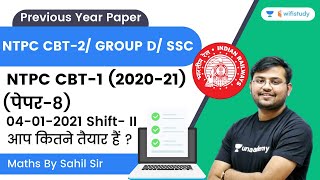 NTPC CBT1 Previous Year Paper  Maths  4 Jan 2021 Shift II  Wifistudy  Sahil Khandelwal [upl. by Emiatej914]