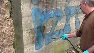 Taginator graffiti removal off of concrete in Wilmington DE USA [upl. by Levy]