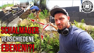 Richtig Schalsteinmauer Gartenmauer auf verschiedenen Ebenen herstellen [upl. by Nwahc]