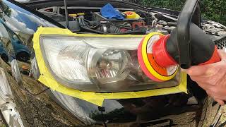 Subaru Forester Sti headlight polish using Sonax Headlight polish and UV ceramic coating [upl. by Cormick]