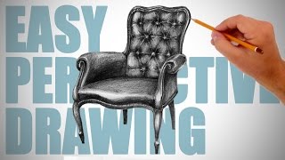 How to draw a chair  Easy Perspective Drawing 7 [upl. by Stila]