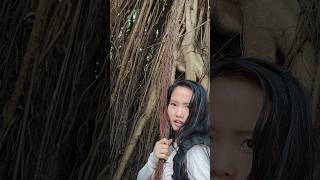 beautiful filipina girl climbed inside a tree philppines travel tree nature [upl. by Dibbell151]