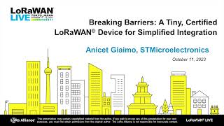 2023 LWL Tokyo Breaking Barriers a tiny certified LoRaWAN® device for simplified integration​ [upl. by Paloma]