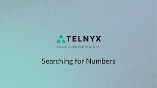 Searching for Numbers  Telnyx [upl. by Lewin1]