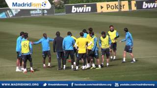 Real Madrid players training with tag exercise ahead of Bayern Return Leg [upl. by Gimpel713]