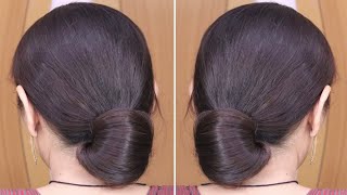 Super Easy Low Bun Hairstyle Using Only Rubber band  Sleek Low Bun Juda Hairstyle For Long Hair [upl. by Didi446]