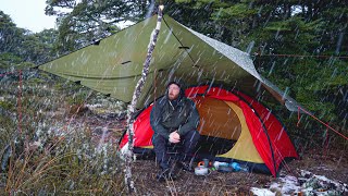 Camping in a Snow and Rain Storm [upl. by Relyc501]