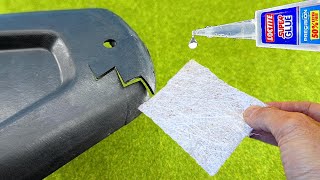 Mix Super Glue and Fiberglass Great Plastic Repairing Technique [upl. by Ymrej]