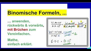 Binomische Formeln anwenden mit DezimalZahlen  Brüchen zum Vereinfachen BiFo04 [upl. by Einohpets]