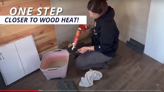 Installing Slate Wall Behind Cast Iron Wood Stove in the Tiny House [upl. by Ailin]