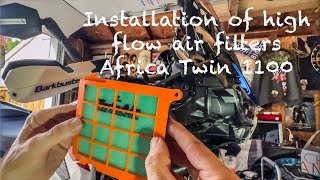 Installation of high flow air filters on Africa Twin 1100 [upl. by Tnilc]