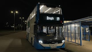 First day in service Stagecoach in fife Enviro 400EV 80000 SC74 ZEB Service19 [upl. by Anoid]