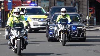 Former Prime Minister Rishi Sunak Motorcade being escorted through London by  MPS SEG [upl. by Lyrak]