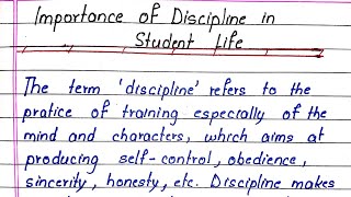 Importance of Discipline in Students Life  Essay Writing In English  EK Education [upl. by Ordnasil]