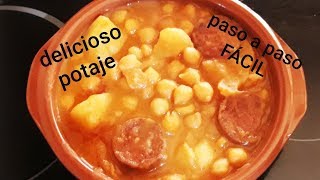 Potaje de GARBANZOS CON CHORIZO Y PAPAS fácil y delicioso [upl. by Aihsenrad]